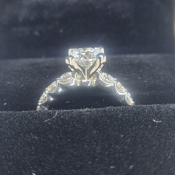 Peveli 1.25ct Solitaire Moissanite Engagement Ring Chanel Set Band NWT Wedding